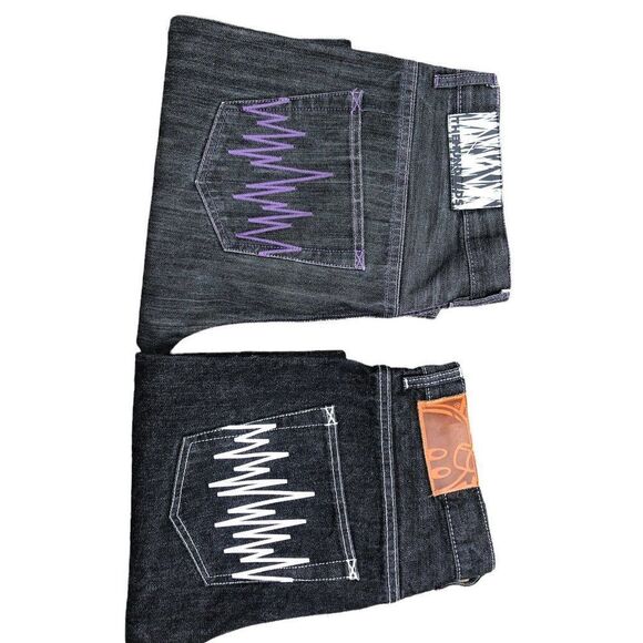 RARE The Hundreds Embroidered Jeans Size 34 Gray DENIM BUNDLE - Picture 6 of 10